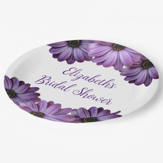 Paarse Bloemige Bruids-Shower Papieren Bordje (Gekanteld)