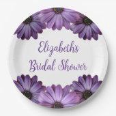 Paarse Bloemige Bruids-Shower Papieren Bordje (Voorkant)