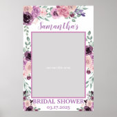 Paarse Bloemige Bruidsdouche Foto Prop Kader Boho Poster (Voorkant)