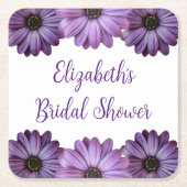 Paarse Bloemige Bruidsdouche Kartonnen Onderzetters (Voorkant)