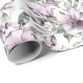 Paarse bloemige bruidsdouche verjaardag haar bruil cadeaupapier (Rol Hoek)