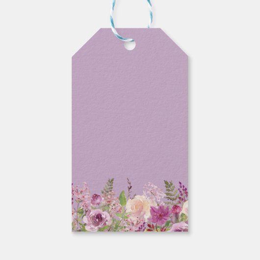 Paarse Bloemige Bruidsfeest Bedankkaartjes Cadeaulabel (Achterkant)