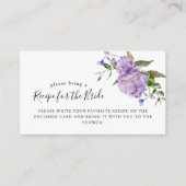 Paarse Bloemige Bruidsfeest Recept Verzoek  Informatiekaartje (Voorkant)