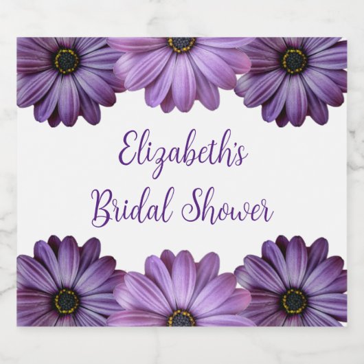 Paarse Bloemige Bruidsmeisjes Borrel Sparkling Wijnetiket (Enkel label)