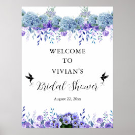 Paarse Bloemige Bruidsmeisjes Ontvangst Poster