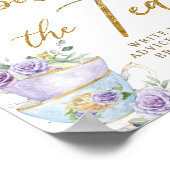 Paarse Bloemige Bruiloft Feest 'Spill The Tea' Poster (Hoek)