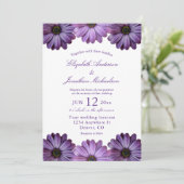 Paarse Bloemige Bruiloft Kaart (Staand voorkant)