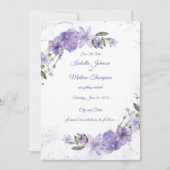 Paarse Bloemige Bruiloft Save The Date (Voorkant)