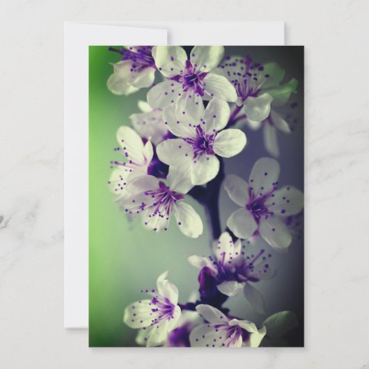 Paarse Bloemige Bruiloft Uitnodiging (Achterkant)