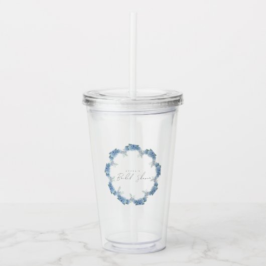 Paarse Bloemige Bruiloftsdouche Acryl Drinkbeker (Voorkant)