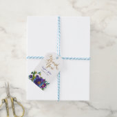 Paarse bloemige cadeaublaadjes cadeaulabel (Met Touw)