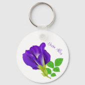 Paarse Bloemige Cadeaupapier Sleutelhanger (Voorkant)