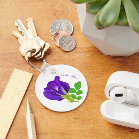 Paarse Bloemige Cadeaupapier Sleutelhanger (Bureau)