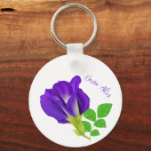 Paarse Bloemige Cadeaupapier Sleutelhanger (Voorkant)