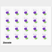 Paarse Bloemige Cadeaupapier Vierkante Sticker (Vel)