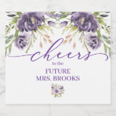 Paarse Bloemige Champagne Etiket (Enkel label)