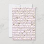 Paarse Bloemige Champagne Goud Trouwreceptie Kaart (Achterkant)