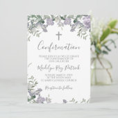 Paarse Bloemige Confirmatie Kaart (Staand voorkant)