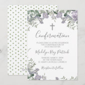 Paarse Bloemige Confirmatie Kaart (Voorkant / Achterkant)