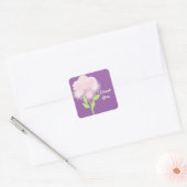 Paarse Bloemige Dank Je Vierkante Sticker (Envelop)