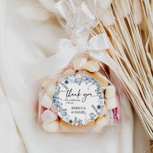 Paarse Bloemige Dank Je Wel Trouwcadeau Sticker