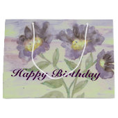 Paarse bloemige designer large cadeautasje (Voorkant)