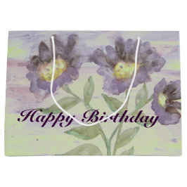 Paarse bloemige designer large cadeautasje