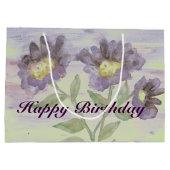 Paarse bloemige designer large cadeautasje (Achterkant)