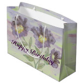 Paarse bloemige designer large cadeautasje (Achterkant Gekanteld)