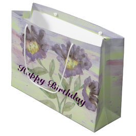 Paarse bloemige designer large cadeautasje