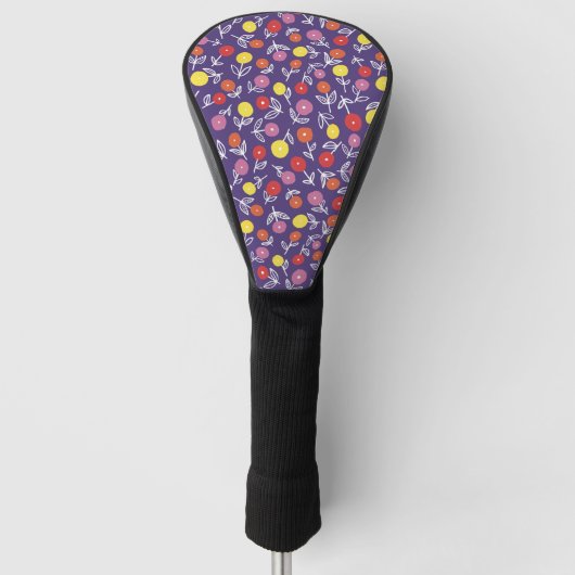 Paarse Bloemige Ditsy Golf Hoofdhoes Golfheadcover (Voorkant)