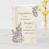 Paarse bloemige dochter trouwdag gefeliciteerd kaart (Gele Bloem)