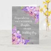 Paarse bloemige dochter trouwdag gefeliciteerd kaart (Gele Bloem)