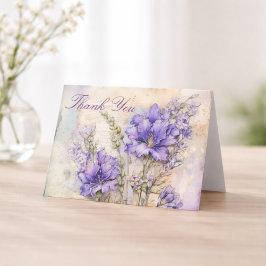 Paarse Bloemige Elegante Dankjewelkaart Vouwkaart Bedankkaart