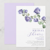 Paarse bloemige Elegante Minimal Vrijgezellenfeest Kaart (Voorkant / Achterkant)