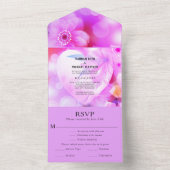 Paarse Bloemige Elegante Romantische Gloed Trouw A All In One Uitnodiging (Binnen)