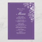 Paarse Bloemige Elegante Trouwdag Menu (Voorkant)