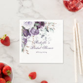 Paarse Bloemige Elegante Waterverf Bruidsdouche Servet (Insitu)