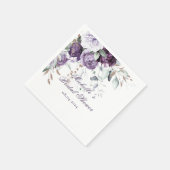 Paarse Bloemige Elegante Waterverf Bruidsdouche Servet (Hoek)