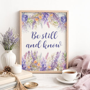 Paarse Bloemige Faith Christelijke Religieuze Huis Poster