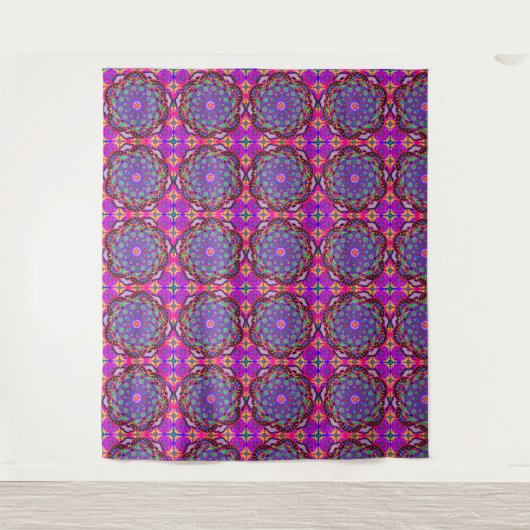 Paarse Bloemige Fantasie | Boho Schoonheid Wandkleed (Voorkant)