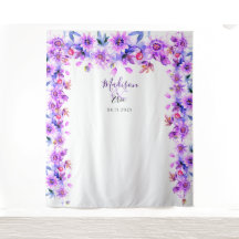 Paarse Bloemige Fotohokje Achtergrond voor Trouwfe