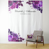 Paarse bloemige fotohoud-backdrop voor bruiloften wandkleed (In situ)