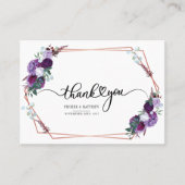 Paarse Bloemige Geometrische Gouden Frame Bedankka Visitekaartje (Voorkant)