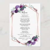 Paarse bloemige geometrische huwelijksreceptie menu (Voorkant)
