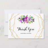 Paarse Bloemige Geometrische Trouw Dankkaart Bedankkaart (Voorkant)