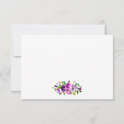 Paarse Bloemige Geometrische Trouw Dankkaart Bedankkaart (Achterkant)