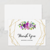 Paarse Bloemige Geometrische Trouw Dankkaart Bedankkaart (Voorkant / Achterkant)