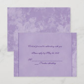 Paarse Bloemige Geprègede RSVP Kaart (Voorkant / Achterkant)