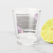 Paarse Bloemige Gestreepte Bachelorette-feest Goud Shot Glas (Achterkant)